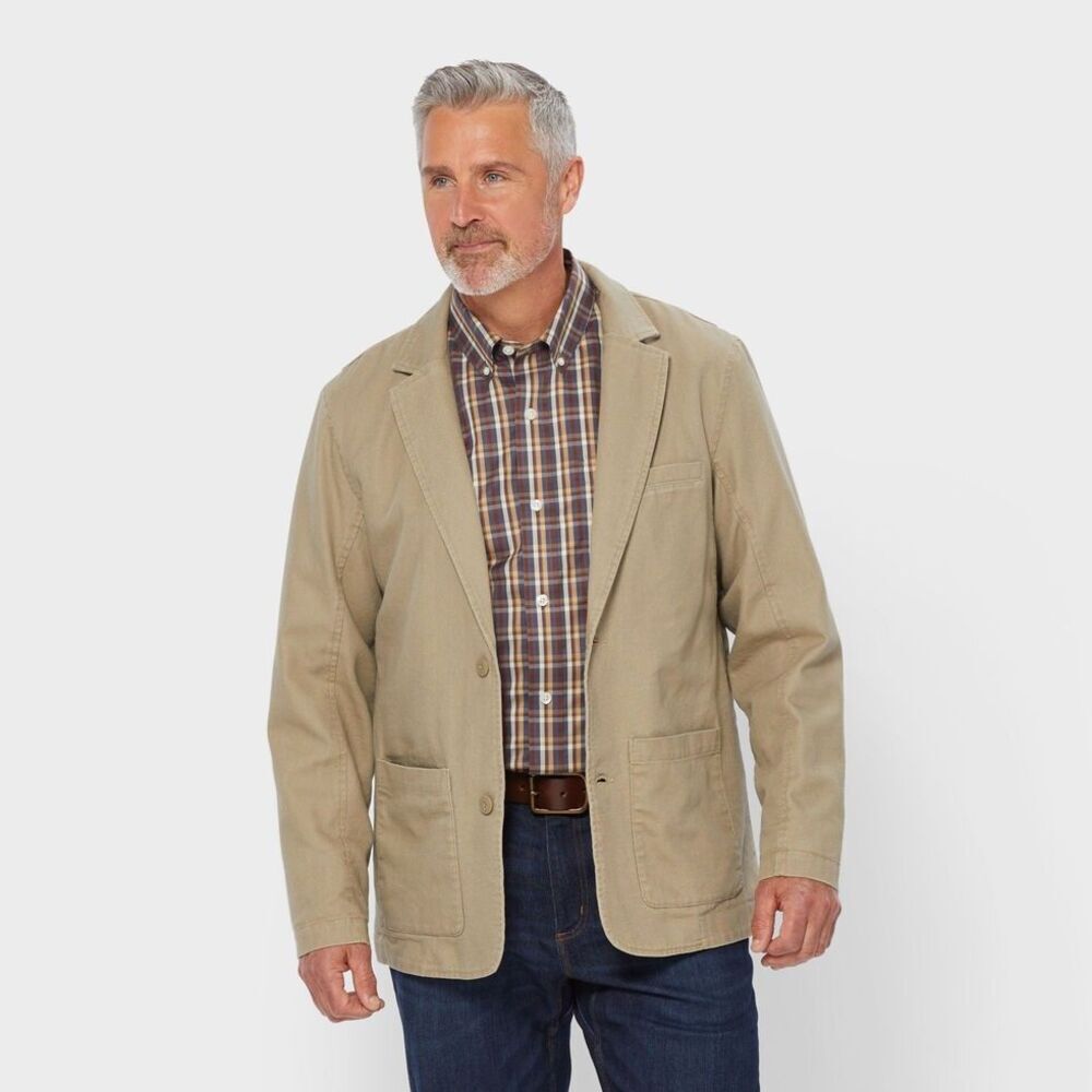 Duluth Trading Co Men Fire Hose Presentation Jacket Khaki Blazer Sport Coat XL